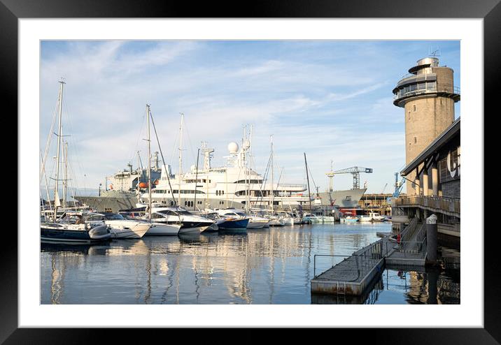 falmouth,Rocinante super yacht Falmouth Cornwall Framed Mounted Print by kathy white
