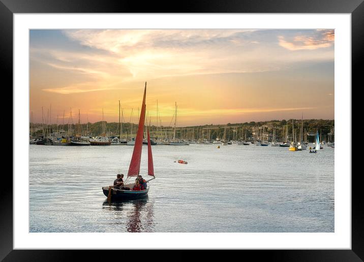 Falmouth Harbour Cornwall sunset Framed Mounted Print by kathy white