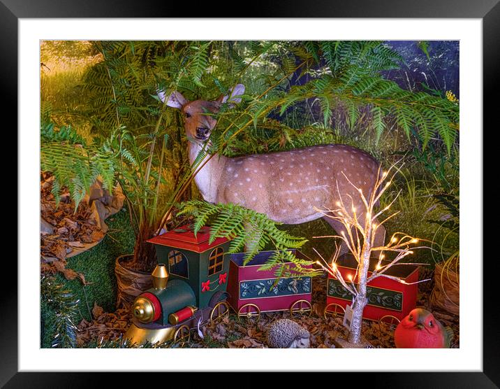 Magical Forest, Christmas lights Framed Mounted Print by kathy white