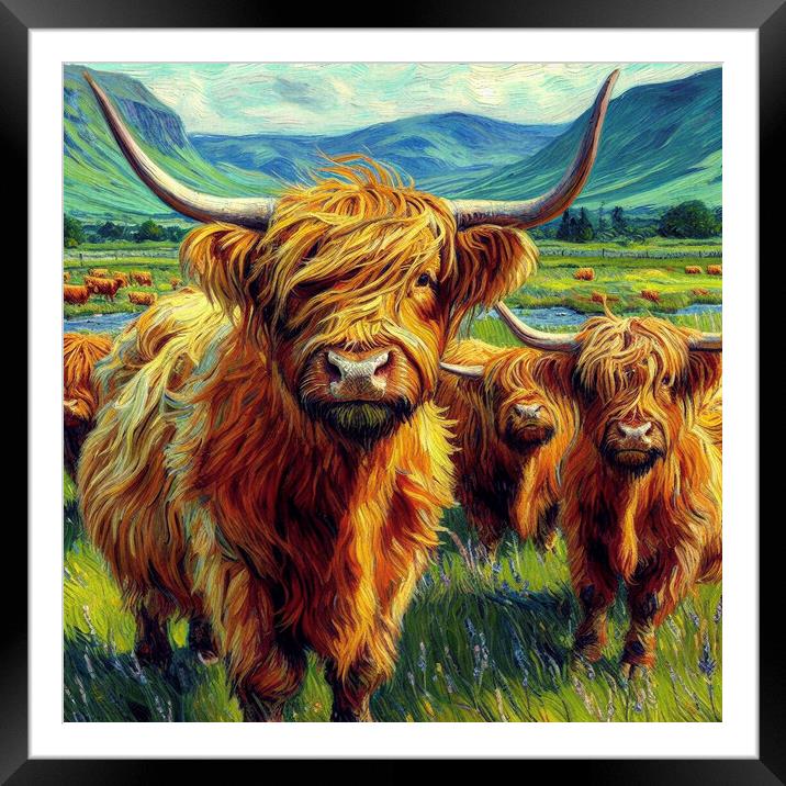 The  Highland cow  Framed Mounted Print by kathy white
