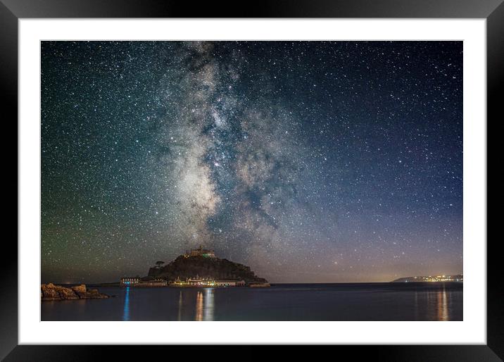 St Michaels mount Cornwall, under the stars Framed Mounted Print by kathy white