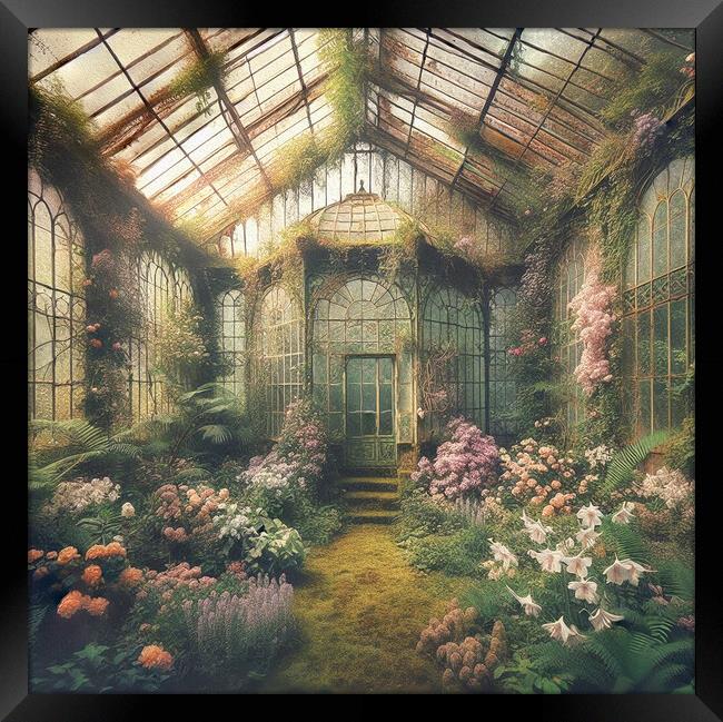 Abandoned  Steampunk Greenhouse Framed Print by kathy white