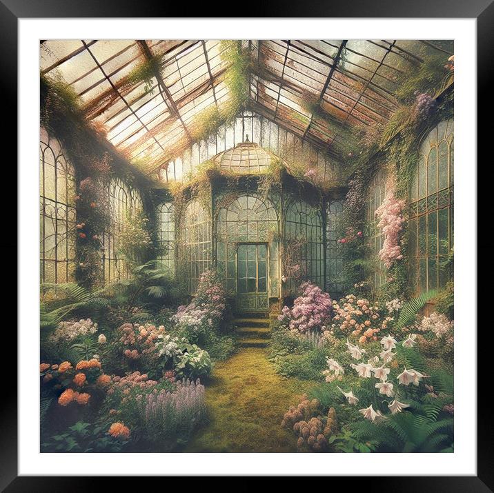 Abandoned  Steampunk Greenhouse Framed Mounted Print by kathy white