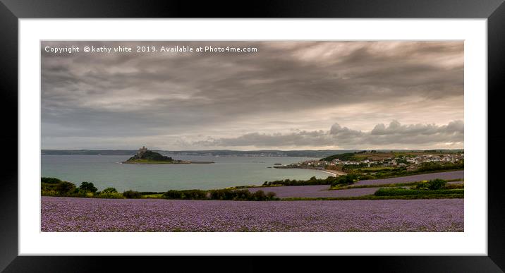 St Michael's Mount Cornwall,wild flowers Framed Mounted Print by kathy white