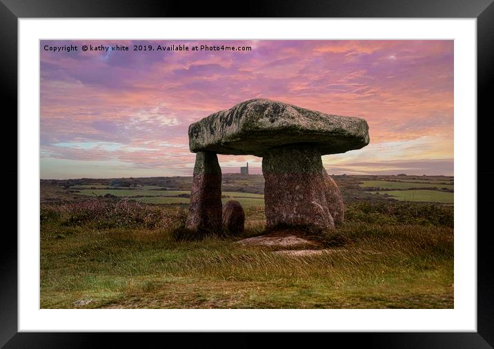 Lanyon Quoit,Ding Dong mine, Cornwall  Framed Mounted Print by kathy white