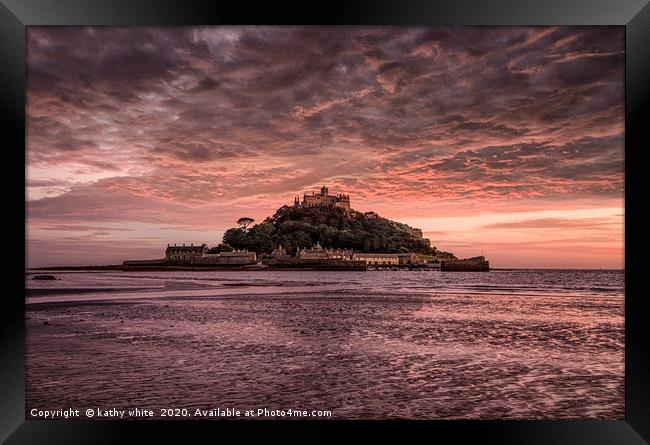 Sunset, St Michael's Mount  Cornwall  Framed Print by kathy white
