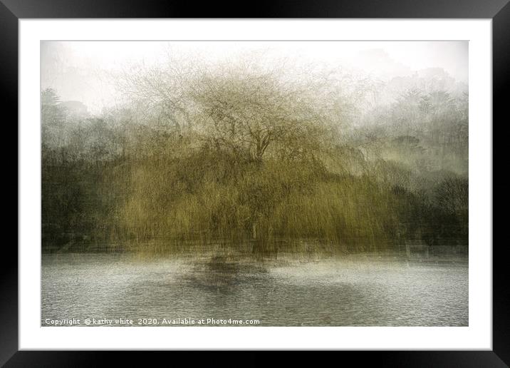 Portrait of a tree Helston lake Cornwall impressio Framed Mounted Print by kathy white