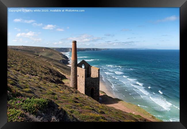 St Agnes Head and  Chapel Porth,Wheal Coates, Framed Print by kathy white