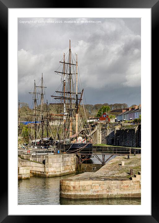 Charlestown, Cornwall, charlestown harbour, Framed Mounted Print by kathy white