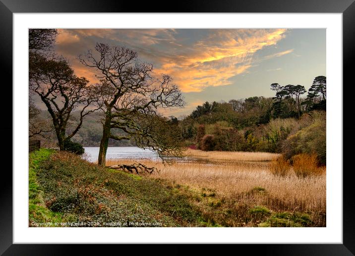 Cornwall Penrose Helston,sunset Framed Mounted Print by kathy white