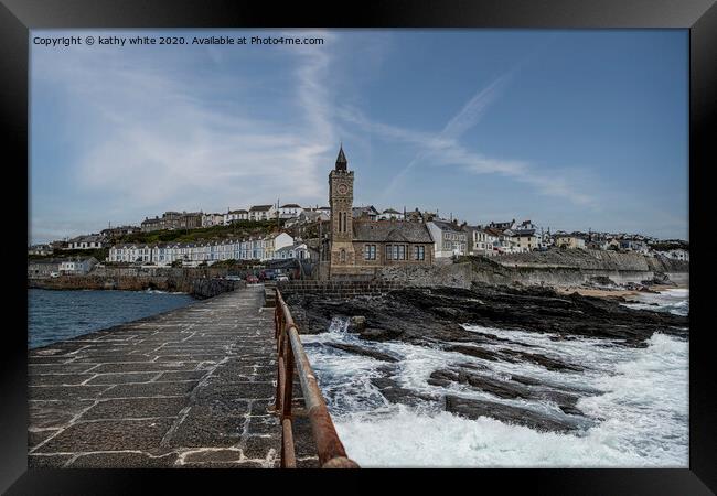 Porthleven clock Tower,Porthleven harbour Framed Print by kathy white