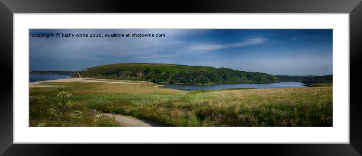 cornwall Loe pool with Loe bar Framed Mounted Print by kathy white