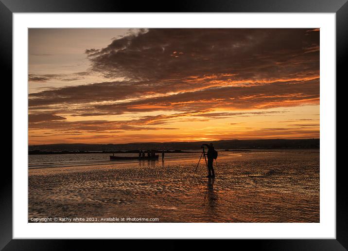  Marazion Penzance Cornwall uk,dark sunset marazio Framed Mounted Print by kathy white