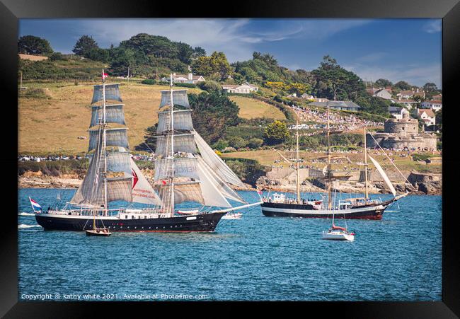 Falmouth Tall Ships Race, Framed Print by kathy white