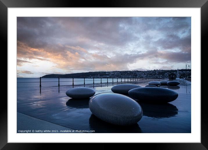  Penzance  Pebbles on the Prom. Framed Mounted Print by kathy white