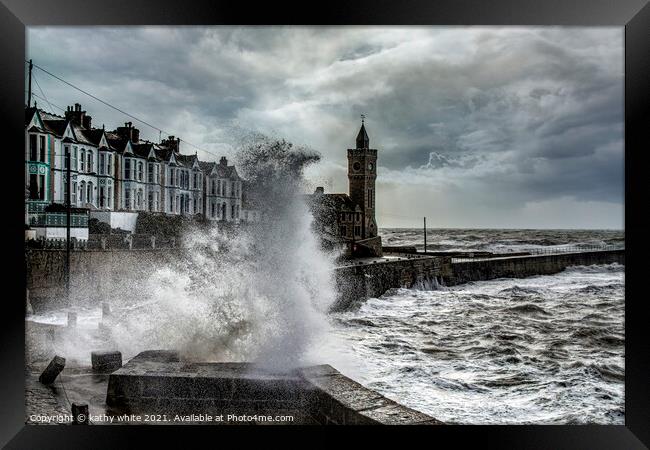 Porthleven harbour Cornwall,Porthleven Harbour sto Framed Print by kathy white