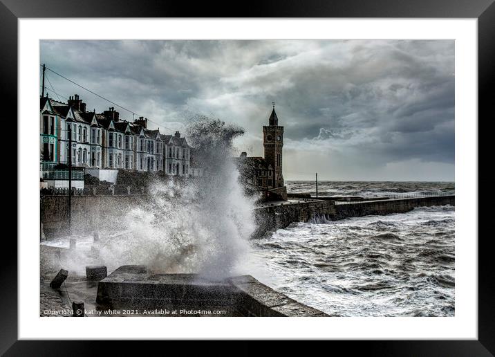 Porthleven harbour Cornwall,Porthleven Harbour sto Framed Mounted Print by kathy white