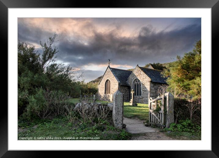 St Winwaloe Gunwalloe,Church cove  Cornwall, Framed Mounted Print by kathy white