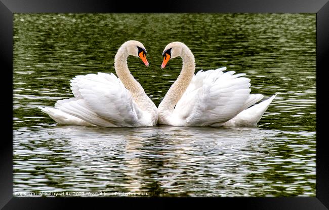  Swans, Swans Sweetheart love Framed Print by kathy white