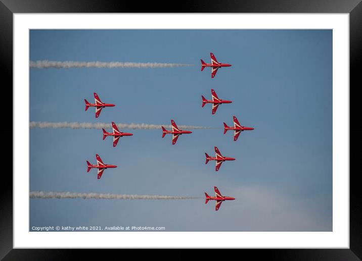 Spitfire Formation from the Red Arrows Framed Mounted Print by kathy white