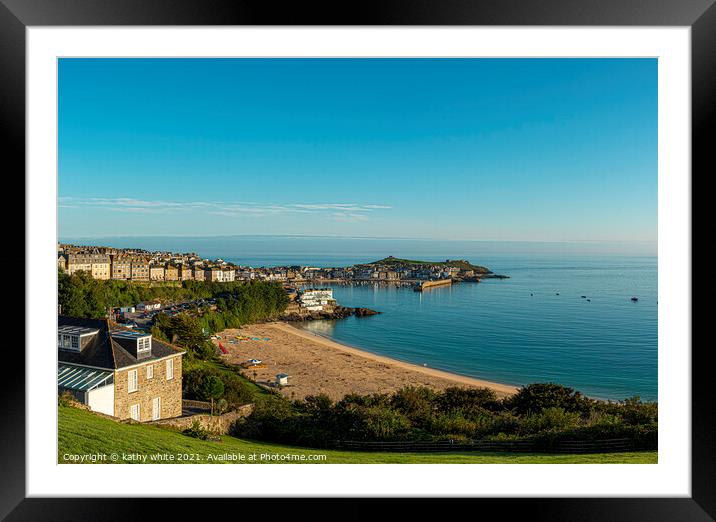 St. Ives, Cornwall uk,St Ives Harbour Cornwall, se Framed Mounted Print by kathy white