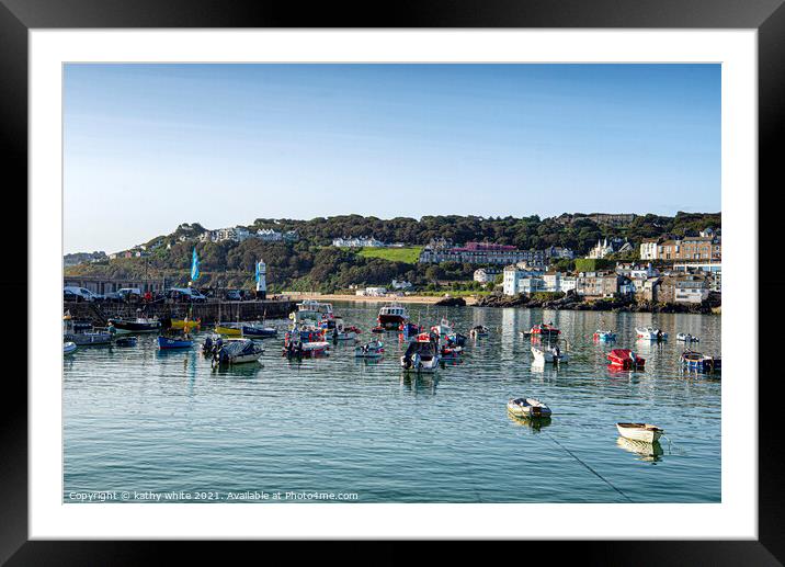 St. Ives, Cornwall uk,boat in the harbour Framed Mounted Print by kathy white