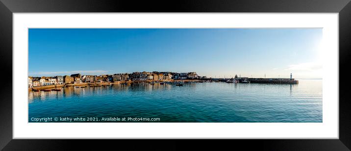 St. Ives Cornwall uk, 	panoramic seascapes Framed Mounted Print by kathy white