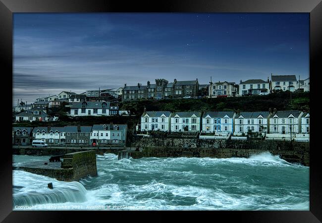 Porthleven Harbour Cornwall Framed Print by kathy white