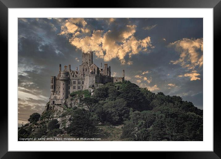 sunrise, St Michaels mount Cornwall Framed Mounted Print by kathy white