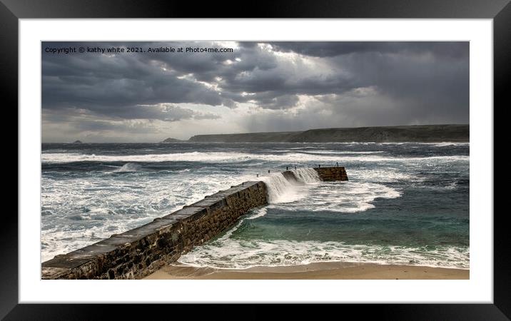 Sennen covde,Cornwall lands end west country Framed Mounted Print by kathy white