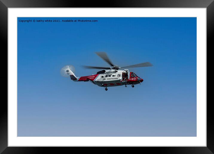 hm coastguard helicopter Framed Mounted Print by kathy white