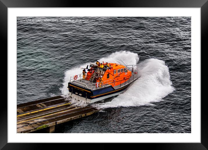 Launching of the Lizard Lifeboat Framed Mounted Print by kathy white