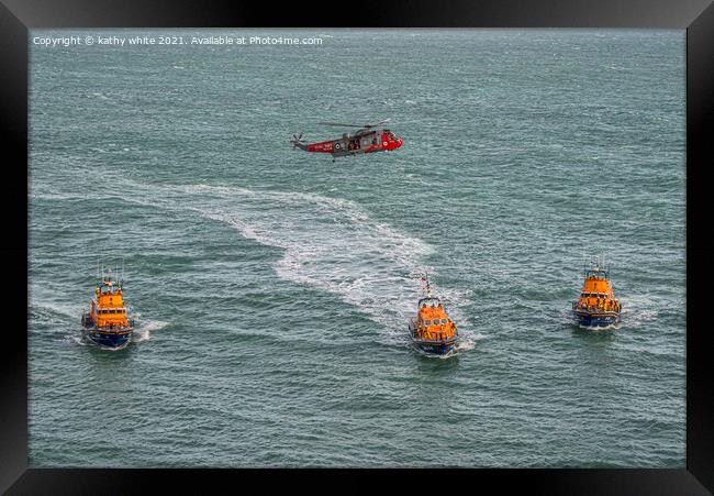 Lifeboat  Cornwall, Lizard Lifeboat rough,stormy   Framed Print by kathy white