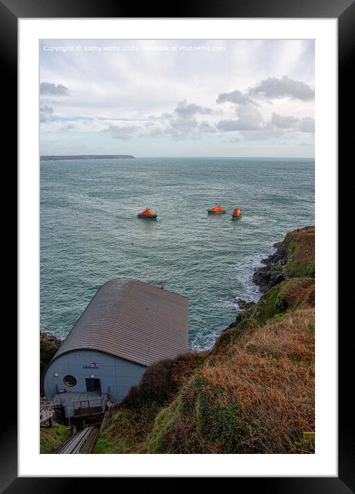 Lifeboatat lizard point   Cornwall, Framed Mounted Print by kathy white