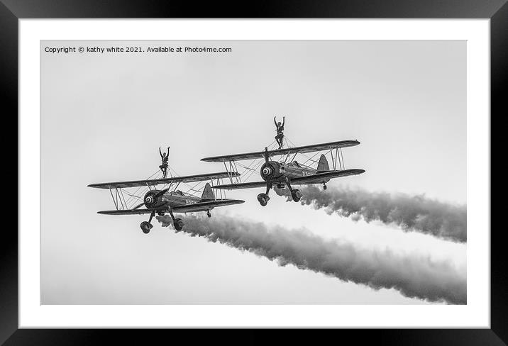 bi-plane Aircraft,wingwalkers,  Framed Mounted Print by kathy white