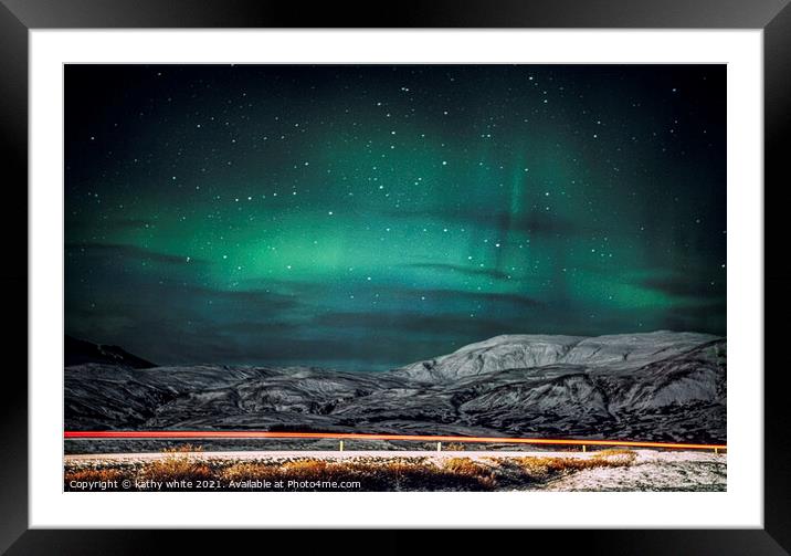 Northern Lights, Iceland,aurora,  polar lights, no Framed Mounted Print by kathy white