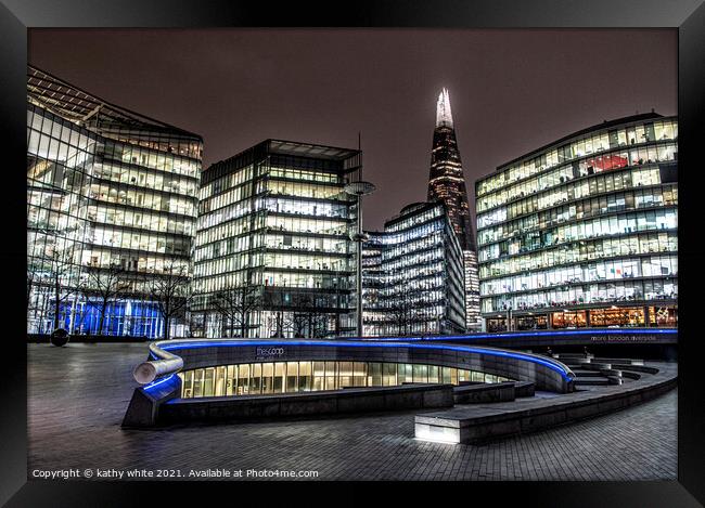 The Shard london at night The Scoop, Unicorn Theat Framed Print by kathy white