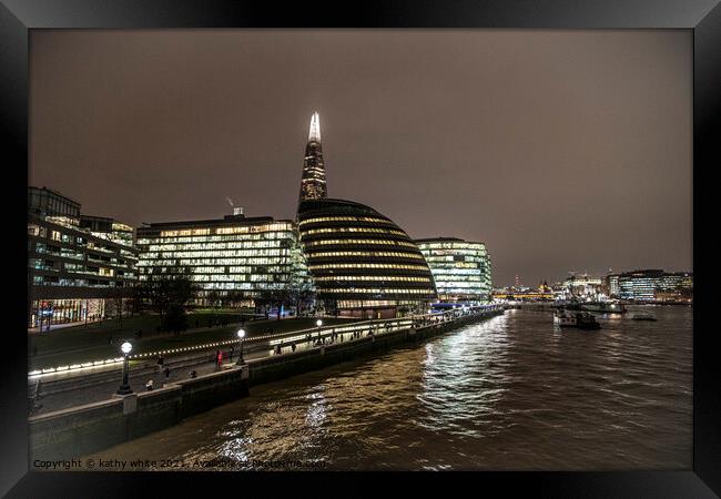 London skyline at night,london skyline Framed Print by kathy white