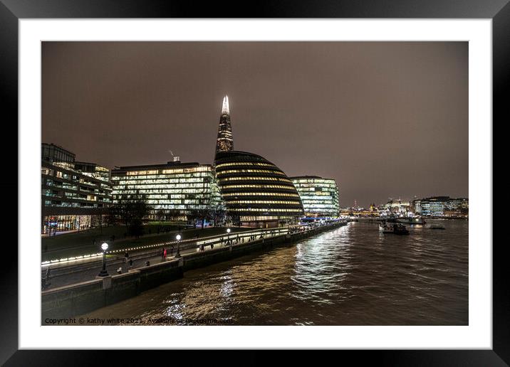 London skyline at night,london skyline Framed Mounted Print by kathy white
