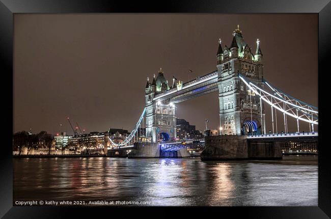 London Tower bridge,london lights Framed Print by kathy white