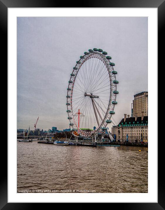 The London Eye from the river thames Framed Mounted Print by kathy white