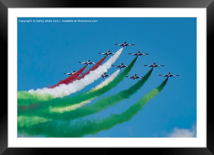 The Frecce Tricolori are the current Italian Air Force aerobatic Framed Mounted Print by kathy white