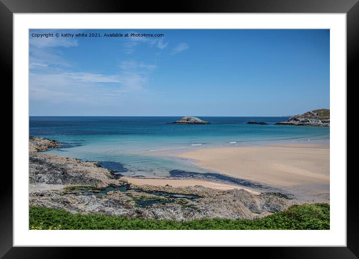 Crantock Beach Cornwall Framed Mounted Print by kathy white