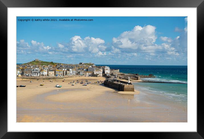 St Ives Harbour  Framed Mounted Print by kathy white