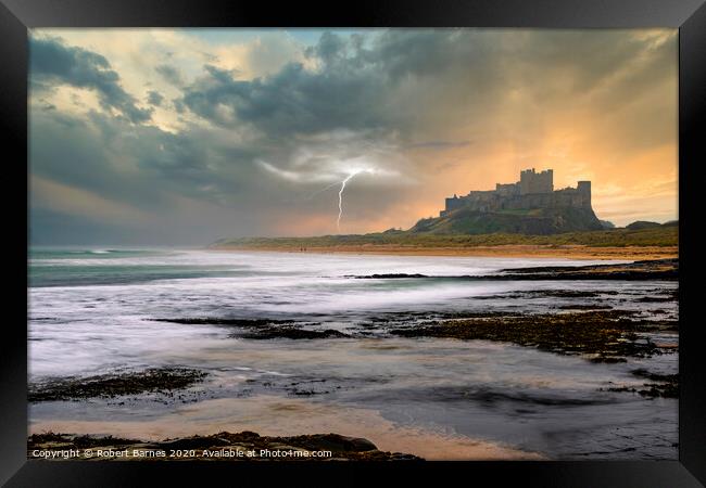 Morning Storm at Bamburgh Castle Framed Print by Lrd Robert Barnes