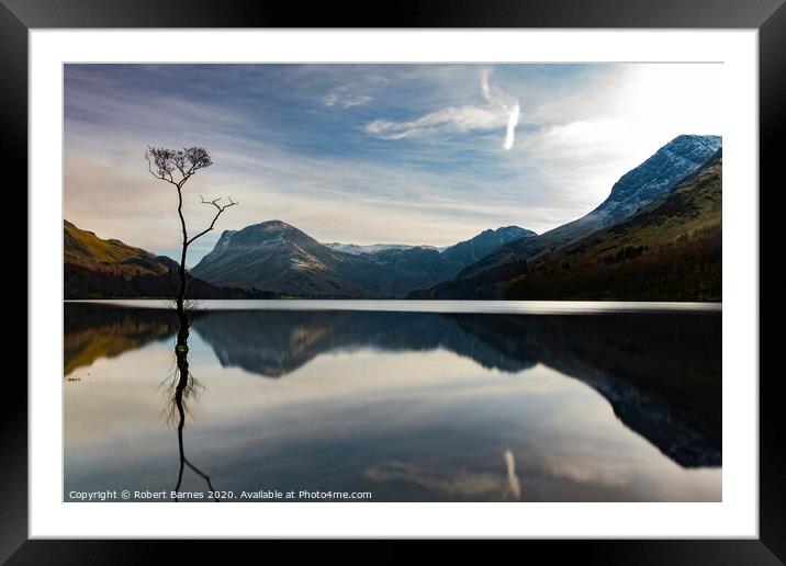 "The Lone Tree"  at Buttermere Lake Framed Mounted Print by Lrd Robert Barnes