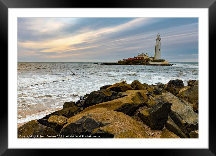 St Mary's Lighthouse Framed Mounted Print by Lrd Robert Barnes