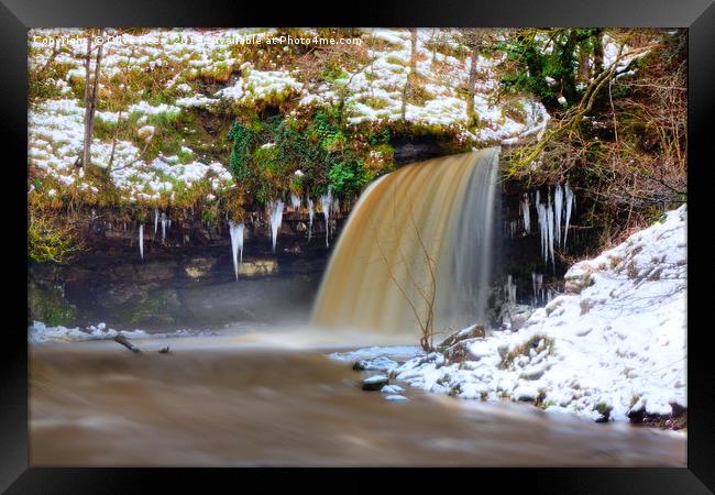 Waterfall in snow Framed Print by Clive Rees