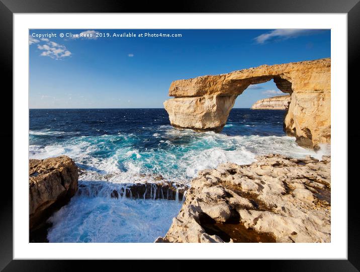 The Azure Window Framed Mounted Print by Clive Rees