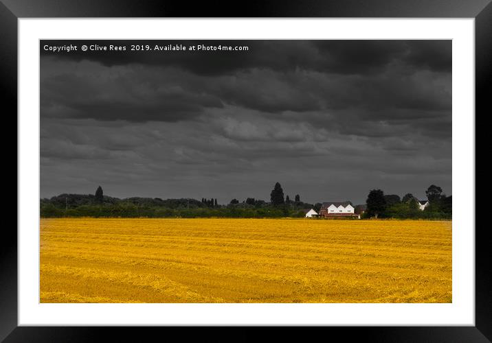Stormy Hay field Framed Mounted Print by Clive Rees